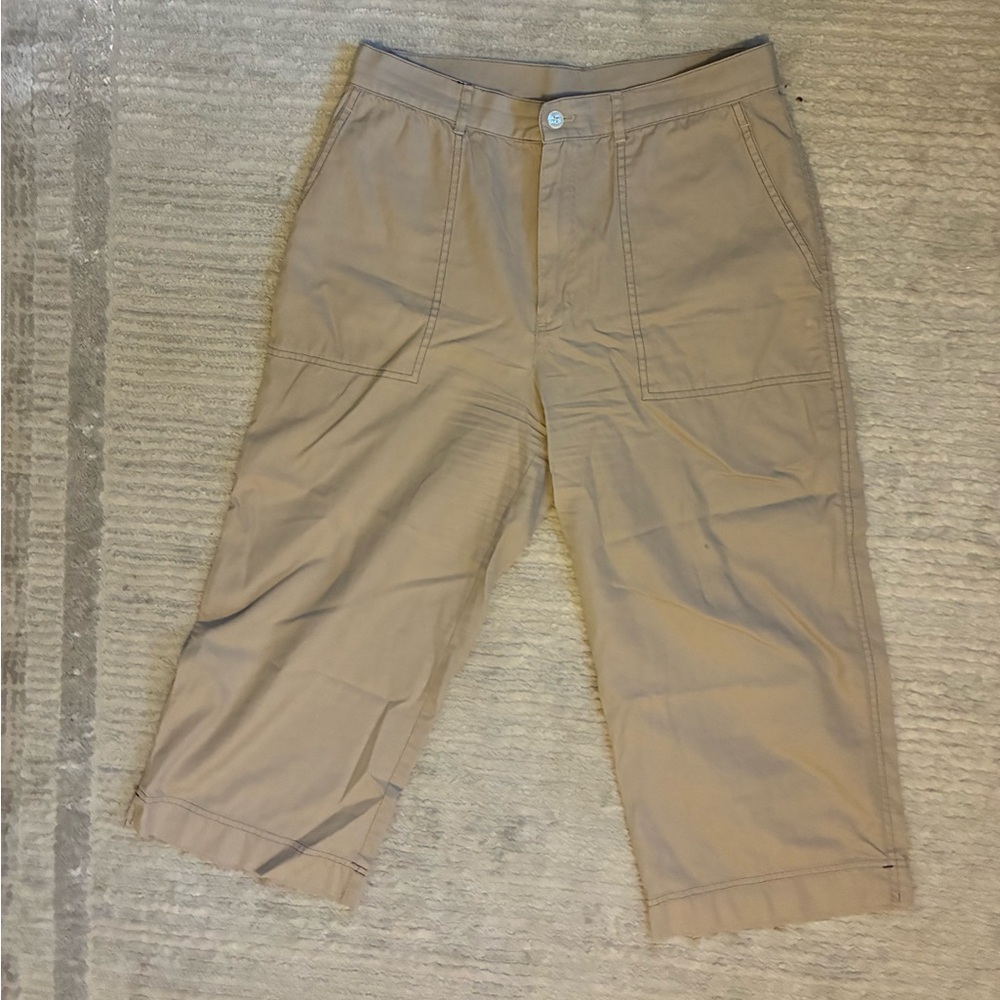 Lauren Ralph Lauren Capri Pants Women 8 Beige Straight Leg Cotton Solid Classic